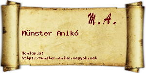 Münster Anikó névjegykártya